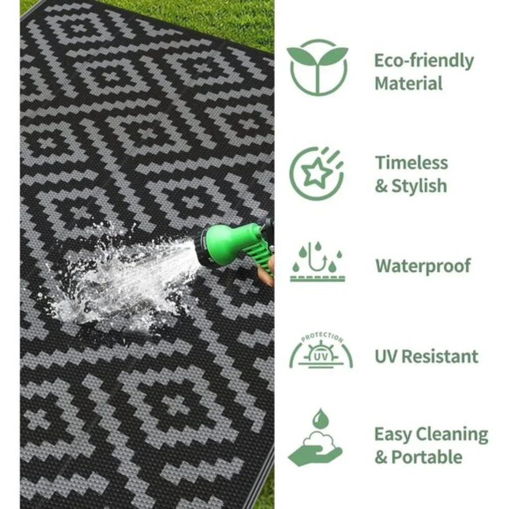 New 6x9 Outdoor Rug, Waterproof Reversible Patio Mat for RV, Deck, Porch & More